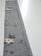 Photo3: 1V08z40  Japanese Kimono Silk TSUMUGI FABRIC Flower Gray 59.1x7.3 (3)