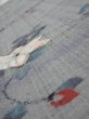 Photo4: 1V08z40  Japanese Kimono Silk TSUMUGI FABRIC Flower Gray 59.1x7.3 (4)