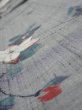 Photo4: 1V09z50  Japanese Kimono Silk TSUMUGI FABRIC Flower Gray 85.0x7.3 (4)