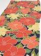 Photo3: 1V01z60  Japanese Kimono Silk  FABRIC Camellia Dark navy 44.5x14.4 (3)