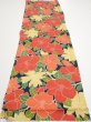 Photo5: 1V01z60  Japanese Kimono Silk  FABRIC Camellia Dark navy 44.5x14.4 (5)