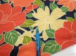 Photo6: 1V03z80  Japanese Kimono Silk  FABRIC Camellia Dark navy 62.2x14.4 (6)