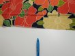 Photo7: 1V03z80  Japanese Kimono Silk  FABRIC Camellia Dark navy 62.2x14.4 (7)