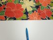 Photo8: 1V03z80  Japanese Kimono Silk  FABRIC Camellia Dark navy 62.2x14.4 (8)