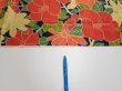 Photo7: 1V04z80  Japanese Kimono Silk  FABRIC Camellia Dark navy 62.2x14.4 (7)