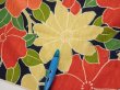 Photo8: 1V04z80  Japanese Kimono Silk  FABRIC Camellia Dark navy 62.2x14.4 (8)
