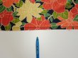 Photo7: 1V05z80  Japanese Kimono Silk  FABRIC Camellia Dark navy 62.2x14.4 (7)