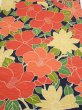 Photo1: 1V06z80  Japanese Kimono Silk  FABRIC Camellia Dark navy 62.2x14.4 (1)