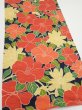 Photo2: 1V06z80  Japanese Kimono Silk  FABRIC Camellia Dark navy 62.2x14.4 (2)