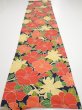 Photo5: 1V06z80  Japanese Kimono Silk  FABRIC Camellia Dark navy 62.2x14.4 (5)
