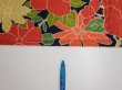 Photo7: 1V06z80  Japanese Kimono Silk  FABRIC Camellia Dark navy 62.2x14.4 (7)