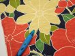 Photo8: 1V06z80  Japanese Kimono Silk  FABRIC Camellia Dark navy 62.2x14.4 (8)