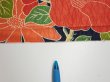 Photo8: 1V07z40  Japanese Kimono Silk  FABRIC Camellia Dark navy 56.7x7.1 (8)