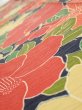 Photo4: 1V08z40  Japanese Kimono Silk  FABRIC Camellia Dark navy 57.1x7.1 (4)