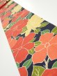 Photo1: 1V09z50  Japanese Kimono Silk  FABRIC Camellia Dark navy 75.6x7.1 (1)