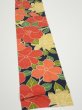 Photo3: 1V09z50  Japanese Kimono Silk  FABRIC Camellia Dark navy 75.6x7.1 (3)