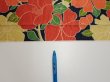 Photo6: 1V09z50  Japanese Kimono Silk  FABRIC Camellia Dark navy 75.6x7.1 (6)