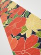 Photo2: 1V10z30  Japanese Kimono Silk  FABRIC Camellia Dark navy 36.6x7.1 (2)