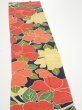 Photo4: 1V10z30  Japanese Kimono Silk  FABRIC Camellia Dark navy 36.6x7.1 (4)