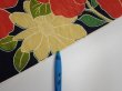 Photo6: 1V10z30  Japanese Kimono Silk  FABRIC Camellia Dark navy 36.6x7.1 (6)