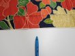 Photo7: 1V10z30  Japanese Kimono Silk  FABRIC Camellia Dark navy 36.6x7.1 (7)