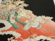 Photo1: 1L01z210  Japanese Kimono Silk  FABRIC Crane Black 56.7x28.7 (1)