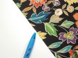 Photo6: 1L06z90  Japanese Kimono Silk  FABRIC Butterfly Black 66.1x14.6 (6)