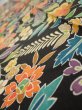 Photo5: 1L10z30  Japanese Kimono Silk  FABRIC Butterfly Black 37.0x7.3 (5)