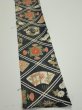 Photo2: 1L07z40  Japanese Kimono Silk  FABRIC Flowers Dark navy 55.9x7.1 (2)