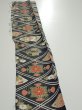 Photo3: 1L07z40  Japanese Kimono Silk  FABRIC Flowers Dark navy 55.9x7.1 (3)