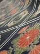 Photo4: 1L07z40  Japanese Kimono Silk  FABRIC Flowers Dark navy 55.9x7.1 (4)