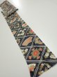 Photo5: 1L09z60  Japanese Kimono Silk  FABRIC Flowers Dark navy 72.8x7.1 (5)