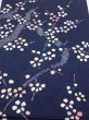 Photo1: 1L01z60  Japanese Kimono Silk  FABRIC Plum branch Dark navy 41.7x13.6 (1)