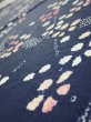 Photo4: 1L02z60  Japanese Kimono Silk  FABRIC Plum branch Dark navy 41.7x13.4 (4)