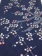 Photo1: 1L04z100  Japanese Kimono Silk  FABRIC Plum branch Dark navy 64.6x13.6 (1)