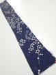 Photo2: 1L07z50  Japanese Kimono Silk  FABRIC Plum branch Dark navy 58.3x6.7 (2)