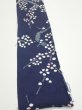 Photo3: 1L07z50  Japanese Kimono Silk  FABRIC Plum branch Dark navy 58.3x6.7 (3)