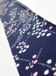 Photo1: 1L09z50  Japanese Kimono Silk  FABRIC Plum branch Dark navy 56.3x6.9 (1)