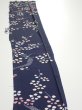 Photo4: 1L09z50  Japanese Kimono Silk  FABRIC Plum branch Dark navy 56.3x6.9 (4)