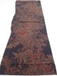 Photo5: 1L02z70  Japanese Kimono Crepe Silk  FABRIC Flowers Navy-Gray 40.2x14.8 (5)