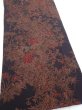 Photo2: 1L06z100  Japanese Kimono Crepe Silk  FABRIC Flowers Navy-Gray 63.8x14.6 (2)