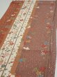 Photo3: 1L01z50  Japanese Kimono Silk  FABRIC Flowers Brown 43.3x14.4 (3)