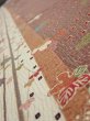 Photo4: 1L04z70  Japanese Kimono Silk  FABRIC Flowers Brown 67.3x14.4 (4)