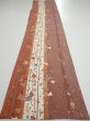 Photo5: 1L04z70  Japanese Kimono Silk  FABRIC Flowers Brown 67.3x14.4 (5)