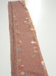 Photo3: 1L07z40  Japanese Kimono Silk  FABRIC Flowers Brown 61.4x7.3 (3)