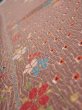 Photo4: 1L08z40  Japanese Kimono Silk  FABRIC Flowers Brown 61.8x7.5 (4)