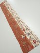 Photo1: 1L10z20  Japanese Kimono Silk  FABRIC Flowers Brown 40.9x6.9 (1)