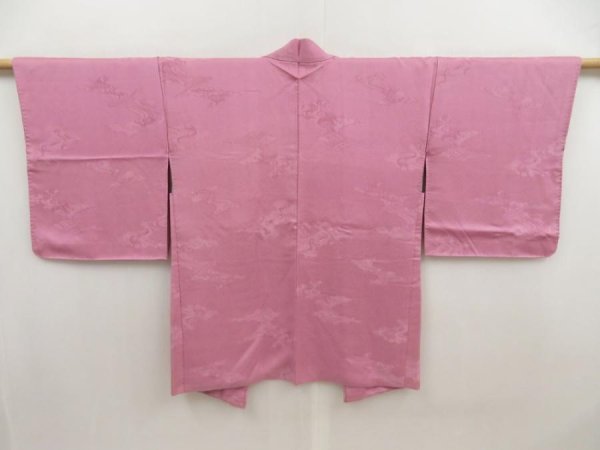 Photo1: 5709T01z580 Vintage Japanese Kimono Silk HAORI Wave Dull pink (1)