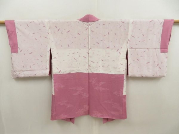 Photo6: 5709T01z580 Vintage Japanese Kimono Silk HAORI Wave Dull pink (6)