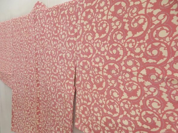 Photo2: 5709T03z600 Vintage Japanese Kimono Silk HAORI  Pink (2)